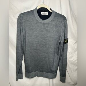 Stone Island Gray Blue Wool Sweater